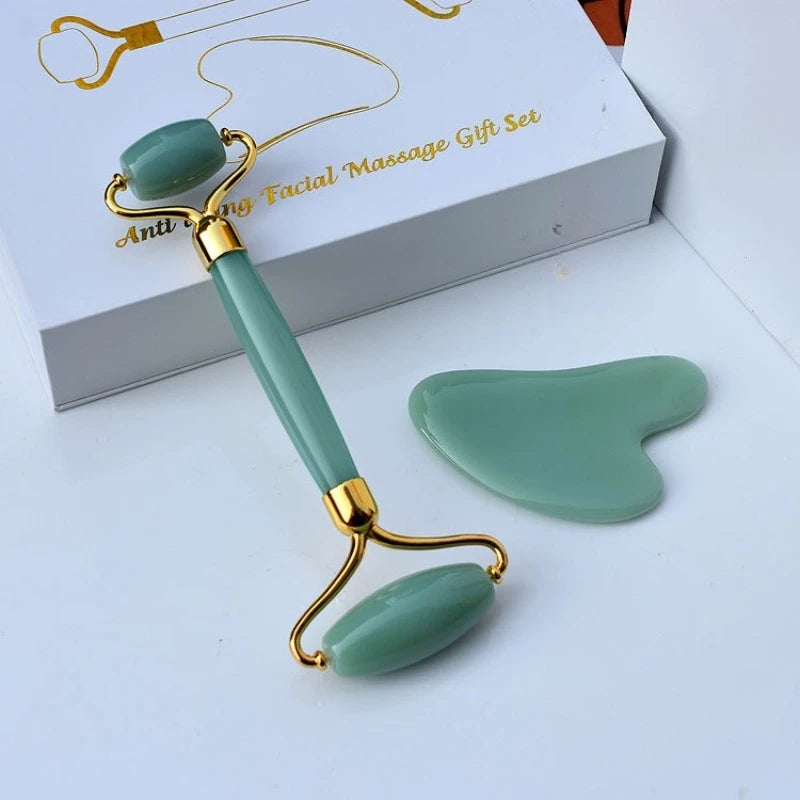 1/2pcs Double Head Scraper Facial Massager Natural Jade  Heart Shaped Portable Face Massage Gua Sha Board Care SPA Detox Tool