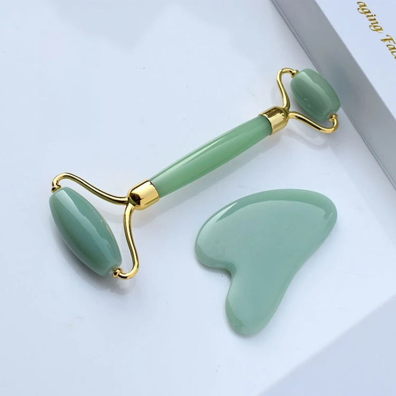 1/2pcs Double Head Scraper Facial Massager Natural Jade  Heart Shaped Portable Face Massage Gua Sha Board Care SPA Detox Tool