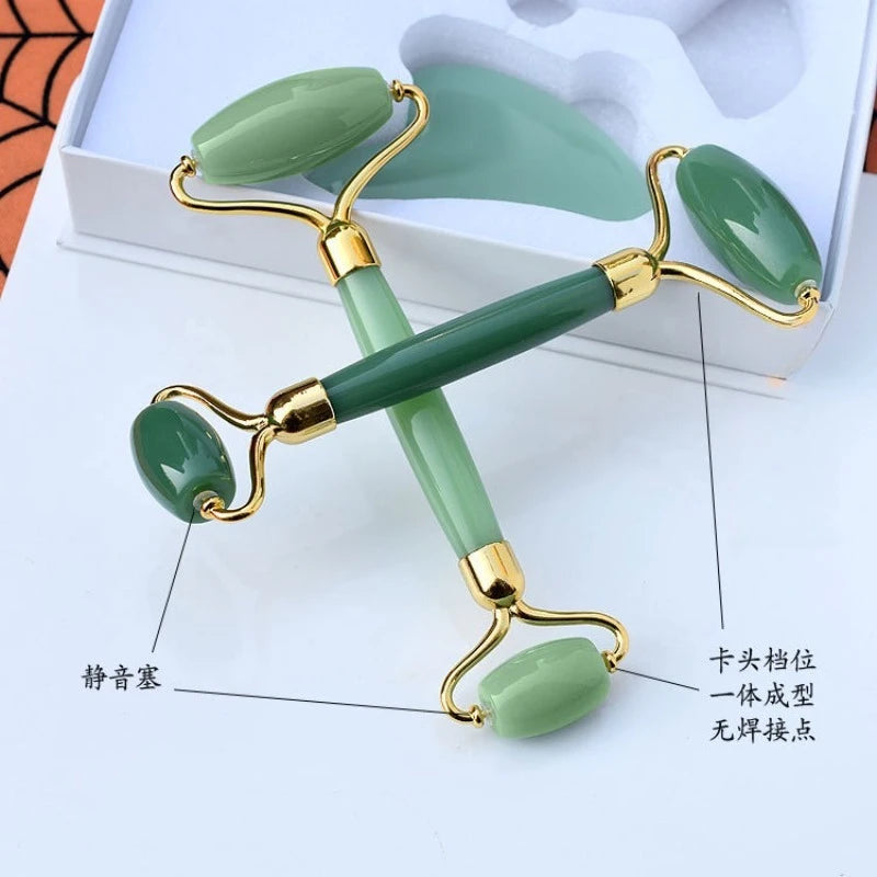 1/2pcs Double Head Scraper Facial Massager Natural Jade  Heart Shaped Portable Face Massage Gua Sha Board Care SPA Detox Tool