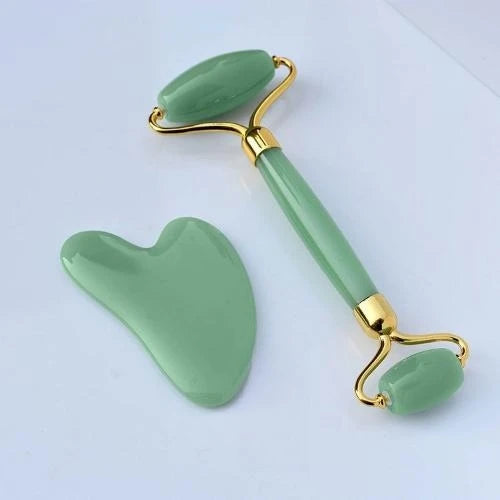1/2pcs Double Head Scraper Facial Massager Natural Jade  Heart Shaped Portable Face Massage Gua Sha Board Care SPA Detox Tool